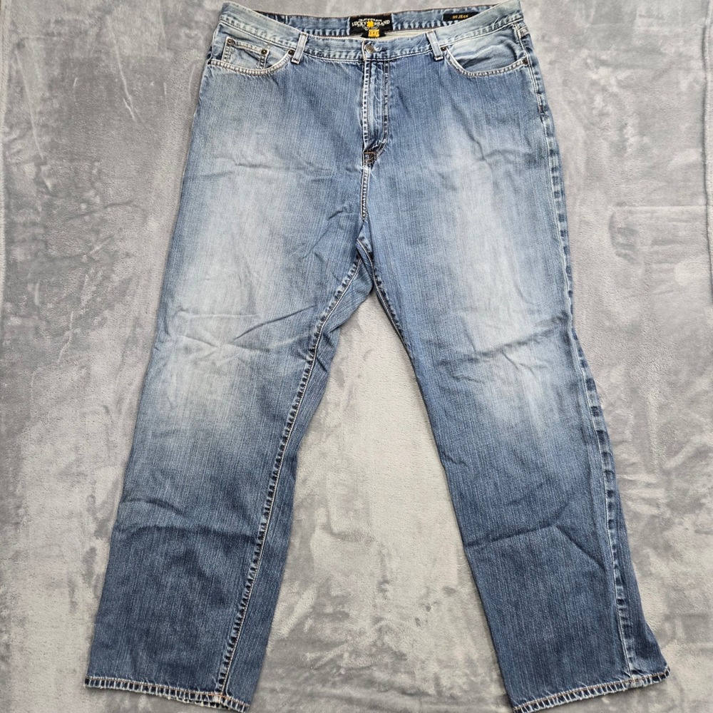 Lucky Brand 181 Jean Mens Size 42x32 Blue Medium Wash Straight Leg Cotton Denim